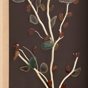Zentique Abstract Geode and Stone Tree Wall Art – Textured Linen, 3D Geode Accent, Slim Pine Frame for Modern Rooms ZEN40358B