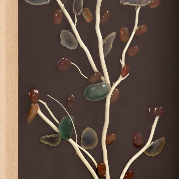 Zentique Abstract Geode and Stone Tree Wall Art – Textured Linen, 3D Geode Accent, Slim Pine Frame for Modern Rooms ZEN40358B