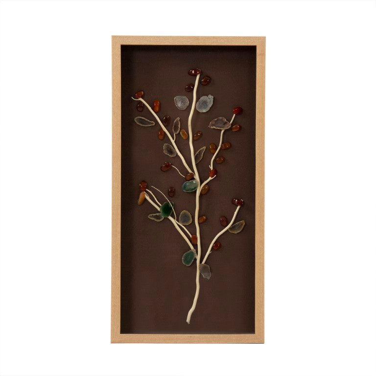 Zentique Abstract Geode and Stone Tree Wall Art – Textured Linen, 3D Geode Accent, Slim Pine Frame for Modern Rooms ZEN40358B