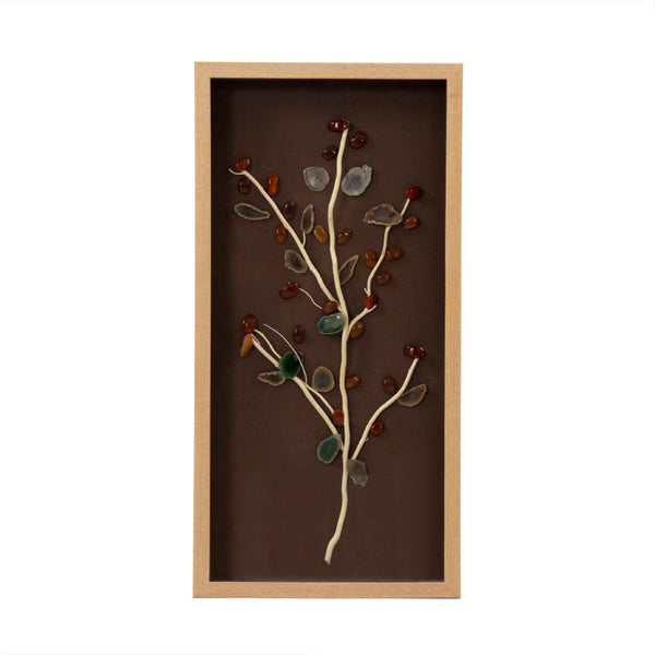 Zentique Abstract Geode and Stone Tree Wall Art – Textured Linen, 3D Geode Accent, Slim Pine Frame for Modern Rooms ZEN40358B