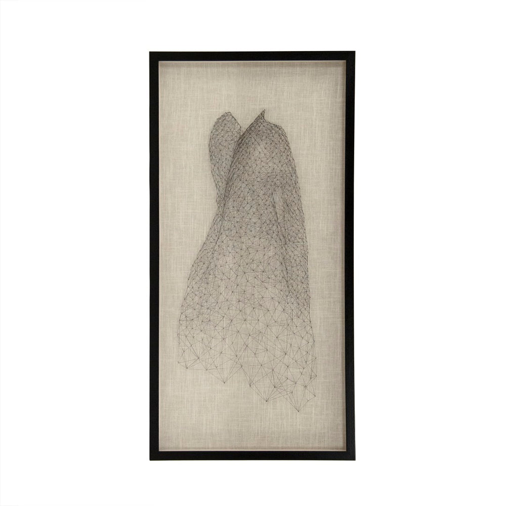 Zentique Abstract Dress String Wall Art – Elegant Pine Wood Framed Decor To Enhance Your Living Space's Style! Natural,Black Pine Wood,Strings,Linen,Glass Zen40402