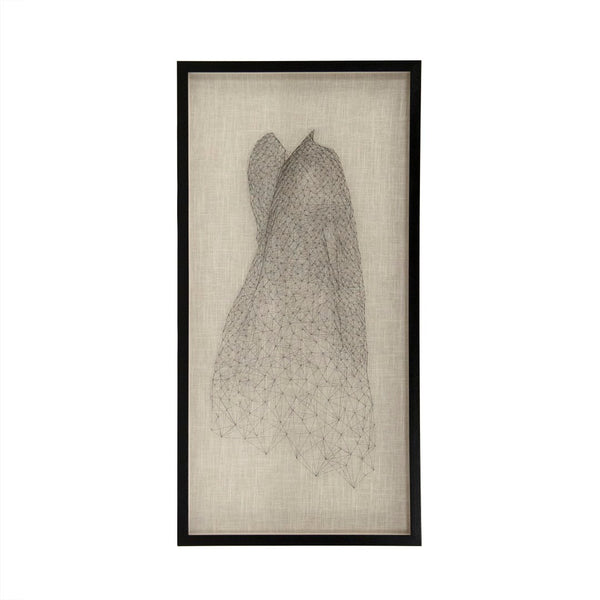 Zentique Abstract Dress String Wall Art – Elegant Pine Wood Framed Decor To Enhance Your Living Space's Style! Natural,Black Pine Wood,Strings,Linen,Glass Zen40402