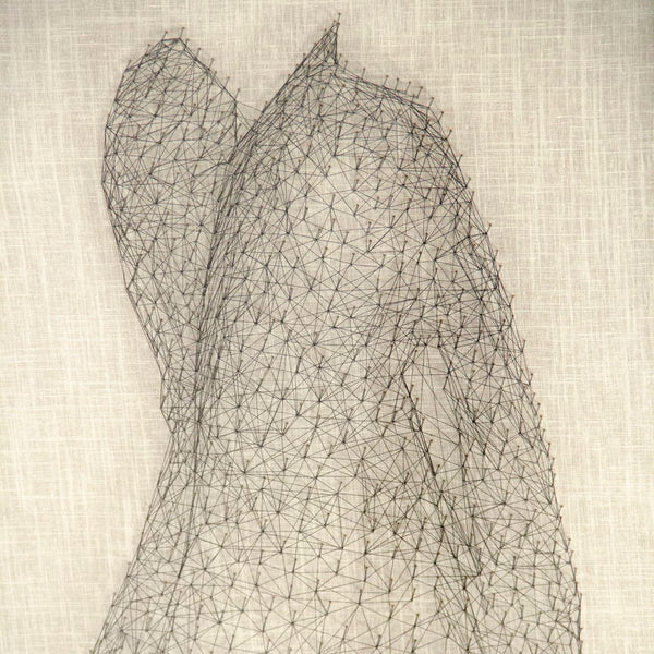 Zentique Abstract Dress String Wall Art – Elegant Pine Wood Framed Decor To Enhance Your Living Space's Style! Natural,Black Pine Wood,Strings,Linen,Glass Zen40402