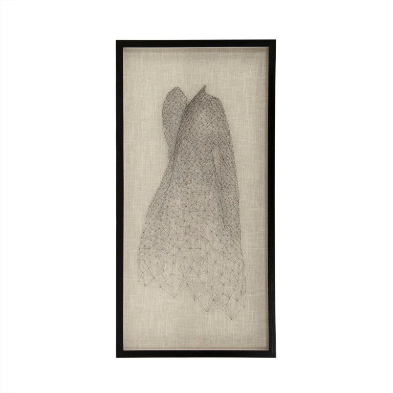 Zentique Abstract Dress String Wall Art — Handcrafted Pine Frame, Linen Backing & Glass Front, Textured Minimalist Décor (47x23) ZEN40402