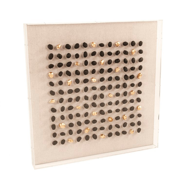 Zentique Gold/Black Stone acrylic framed wall art — Dramatic gold and black linen texture, modern focal piece (31.5") ZEN45861