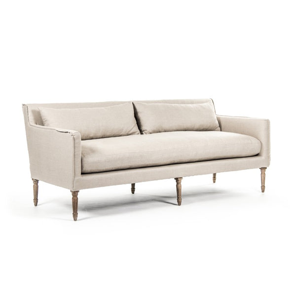Zentique Jensen Sofa with Linen Upholstery and Solid Oak Accents, Timeless Modern Design, Plush Supportive Seating ZEN45 E272 A003