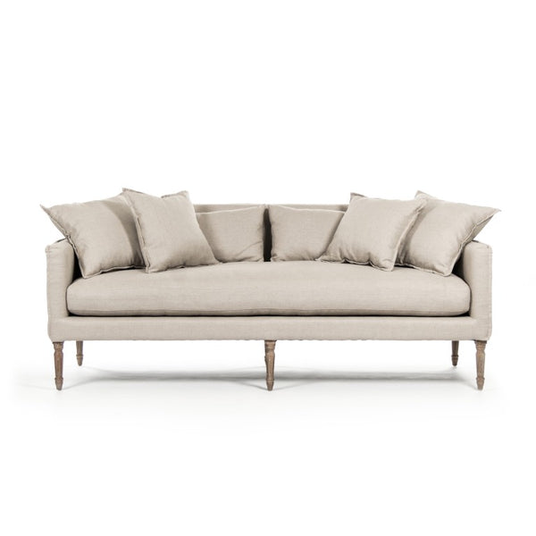 Zentique Jensen Sofa with Linen Upholstery and Solid Oak Accents, Timeless Modern Design, Plush Supportive Seating ZEN45 E272 A003