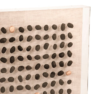 Gold/Black Stone Acrylic Framed Wall Art Large Black Gold Stones, Natural Linen ZEN46003 Zentique