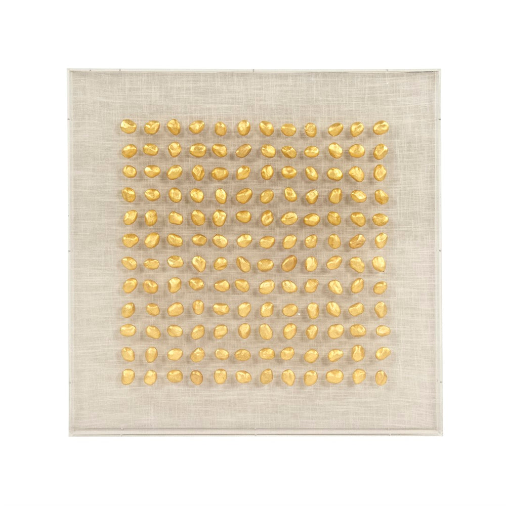 Gold Stone Acrylic Framed Wall Art Gold Stones, Natural Linen ZEN46004 Zentique