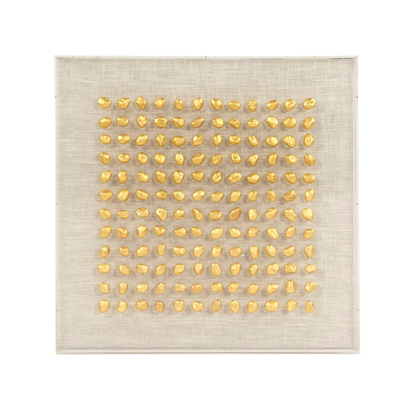 Gold Stone Acrylic Framed Wall Art Gold Stones, Natural Linen ZEN46004 Zentique