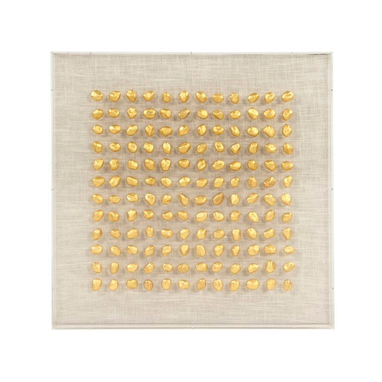 Zentique Gold Gold Stone Acrylic Framed Wall Art with Linen Texture, Metallic Accents, 31.5" Square, Ready to Hang ZEN46004