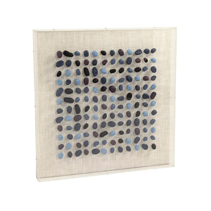 Blue Stone Acrylic Framed Wall Art Blue Stones, Natural Linen ZEN46005 Zentique