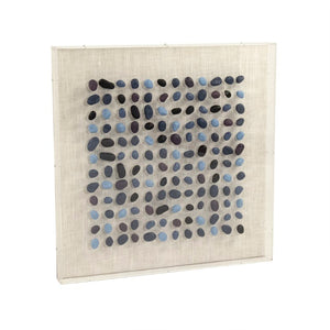 Zentique Blue Stone Acrylic Framed Wall Art — Contemporary Blue Stone Linen Print Under Glossy Acrylic, Ready to Hang (31.5") ZEN46005