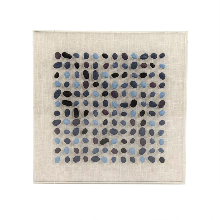 Zentique Blue Stone Acrylic Framed Wall Art — Contemporary Blue Stone Linen Print Under Glossy Acrylic, Ready to Hang (31.5") ZEN46005