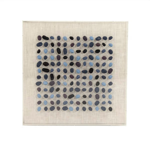 Zentique Blue Stone Acrylic Framed Wall Art — Contemporary Blue Stone Linen Print Under Glossy Acrylic, Ready to Hang (31.5") ZEN46005