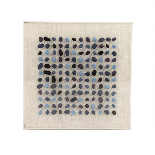Zentique Blue Stone Acrylic Framed Wall Art — Contemporary Blue Stone Linen Print Under Glossy Acrylic, Ready to Hang (31.5") ZEN46005
