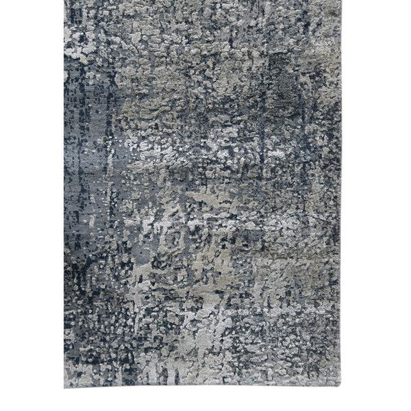 Zenith Hand-knotted Wool Silk Abstract Rug Sculpted High-low Pile Artisan Accent
