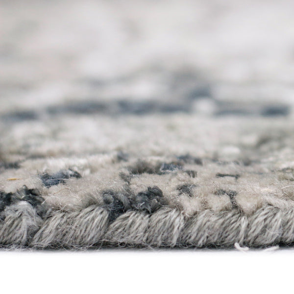 Zenith Hand-knotted Wool Silk Abstract Rug Sculpted High-low Pile Artisan Accent