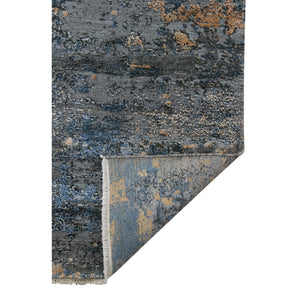 Zenith Hand-knotted Wool Silk Abstract Area Rug with Carved High-low Pile Texture