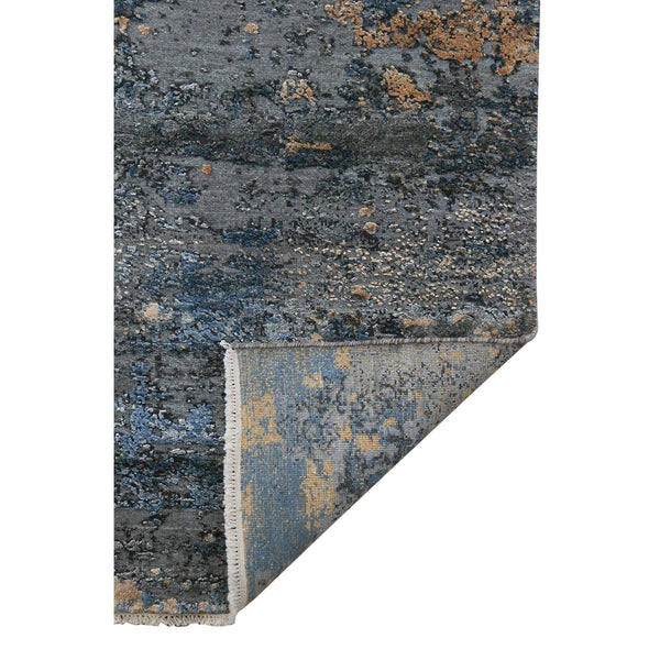 Zenith Hand-knotted Wool Silk Abstract Area Rug with Carved High-low Pile Texture
