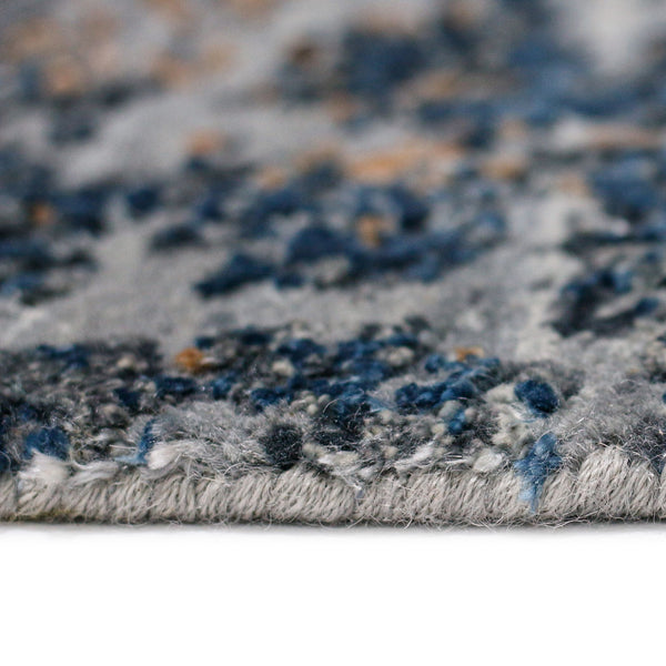 Zenith Hand-knotted Wool Silk Abstract Area Rug with Carved High-low Pile Texture