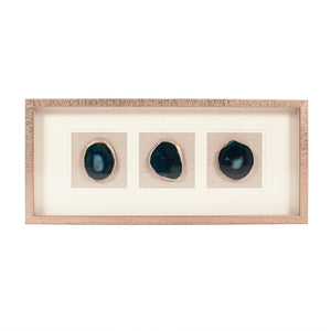 Three Blue Geode Wall Art Distressed Gold, Natural Linen, White ZEN55206A Zentique
