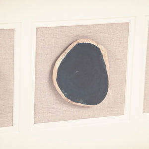 Three Blue Geode Wall Art Distressed Gold, Natural Linen, White ZEN55206A Zentique