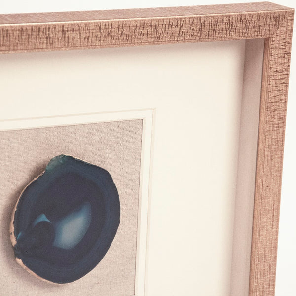 Three Blue Geode Wall Art Distressed Gold, Natural Linen, White ZEN55206A Zentique