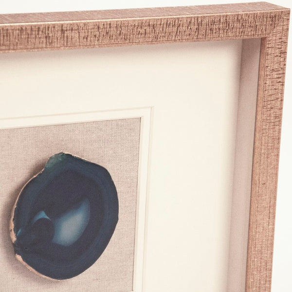 Zentique Three Blue Geode Wall Art Trio with Linen Mat & Wood Frame, Ready-to-Hang Coastal Modern Decor (96 chars) ZEN55206A