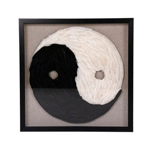 Feather Yin-Yang Wall Art Black, Natural ZEN55606 Zentique