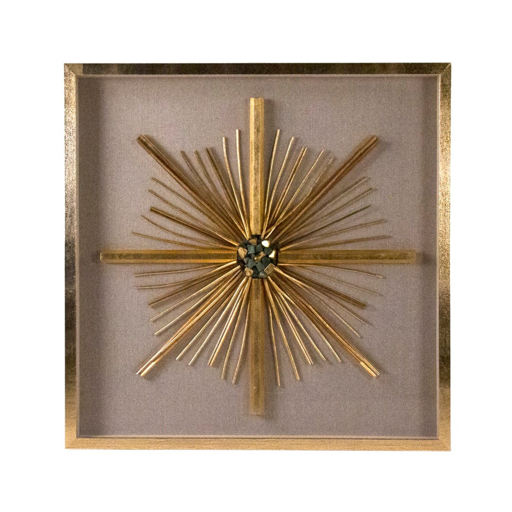 Crystal and Pebbles Sunburst Wall Art Gold, Natural ZEN55683 Zentique