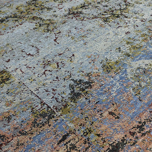 Zenith Hand-knotted Wool Silk Abstract Area Rug Sculpted Pile Modern Living Room