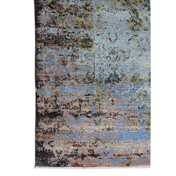 Zenith Hand-knotted Wool Silk Abstract Area Rug Sculpted Pile Modern Living Room
