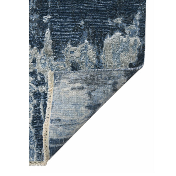 Amer Rugs Zenith Hand-knotted Abstract Design Area Rug – Luxurious New Zealand Wool & Silk For Timeless Elegance Blue Sapphire Wool, Silk Zen820203
