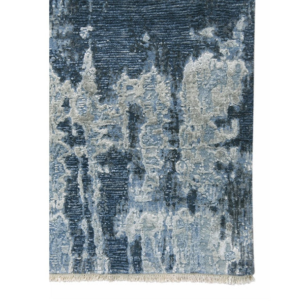 Amer Rugs Zenith Hand-knotted Abstract Design Area Rug – Luxurious New Zealand Wool & Silk For Timeless Elegance Blue Sapphire Wool, Silk Zen820203