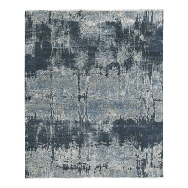 Amer Rugs Zenith Hand-knotted Abstract Design Area Rug – Luxurious New Zealand Wool & Silk For Timeless Elegance Blue Sapphire Wool, Silk Zen820203