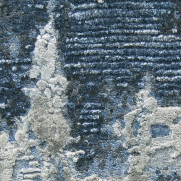 Amer Rugs Zenith Hand-knotted Abstract Design Area Rug – Luxurious New Zealand Wool & Silk For Timeless Elegance Blue Sapphire Wool, Silk Zen820203