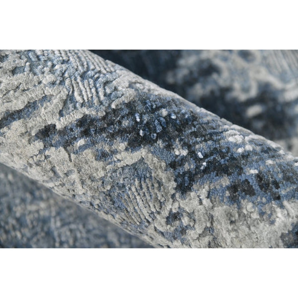 Amer Rugs Zenith Hand-knotted Abstract Design Area Rug – Luxurious New Zealand Wool & Silk For Timeless Elegance Blue Sapphire Wool, Silk Zen820203