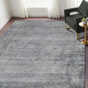Amer Rugs Zenith Hand-knotted Abstract Design Area Rug – Luxurious New Zealand Wool & Silk For Timeless Elegance Gray Wool, Silk Zen860912