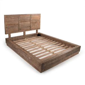 Zentique Cheval Reclaimed Pine Queen Bed — Rustic sustainable craftsmanship, arched headboard, sturdy slat support, unique grain (Queen) ZENKOBH-RW03-MQB