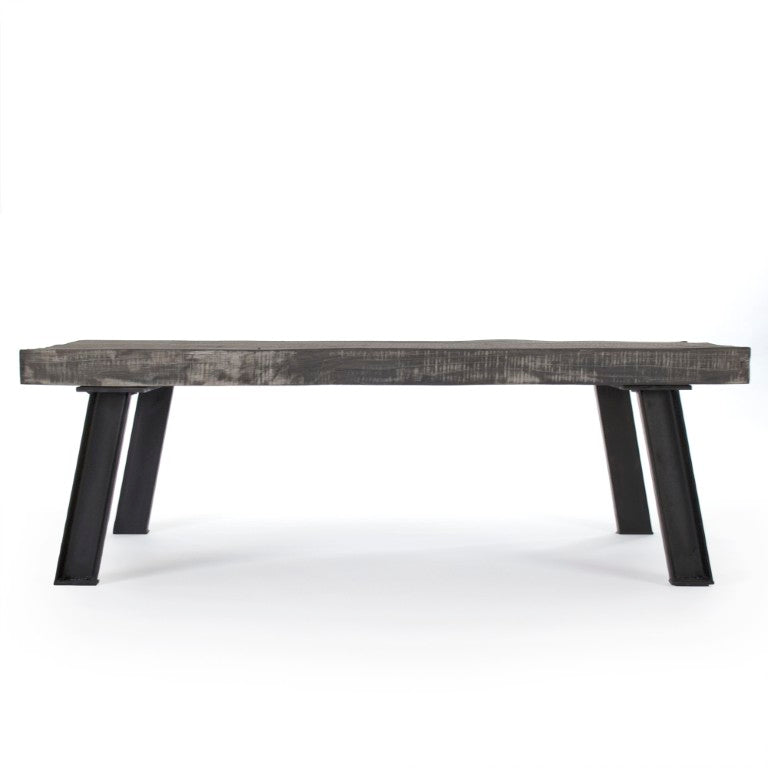 Zentique Mason Solid Oak Coffee Table with Industrial Iron Frame — Low-Profile, Natural Grain, Durable Design ZENCM007
