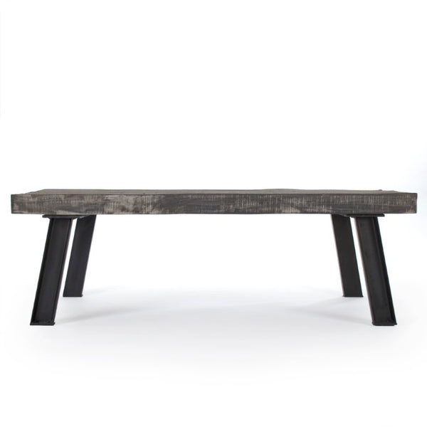 Zentique Mason Solid Oak Coffee Table with Industrial Iron Frame — Low-Profile, Natural Grain, Durable Design ZENCM007