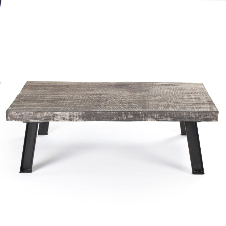 Zentique Mason Solid Oak Coffee Table with Industrial Iron Frame — Low-Profile, Natural Grain, Durable Design ZENCM007