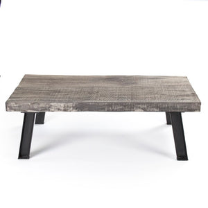 Zentique Mason Solid Oak Coffee Table with Industrial Iron Frame — Low-Profile, Natural Grain, Durable Design ZENCM007