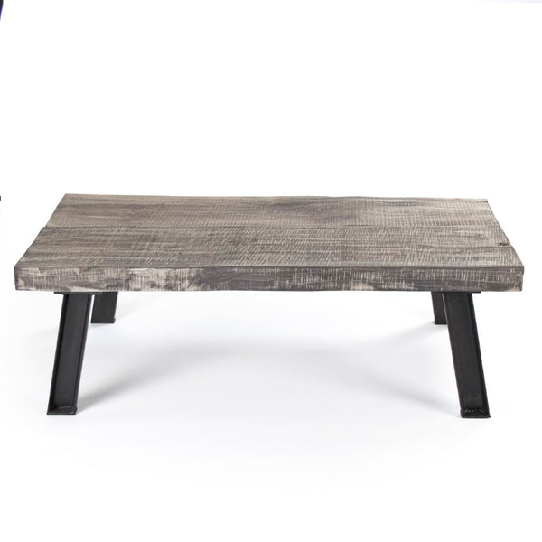Zentique Mason Solid Oak Coffee Table with Industrial Iron Frame — Low-Profile, Natural Grain, Durable Design ZENCM007