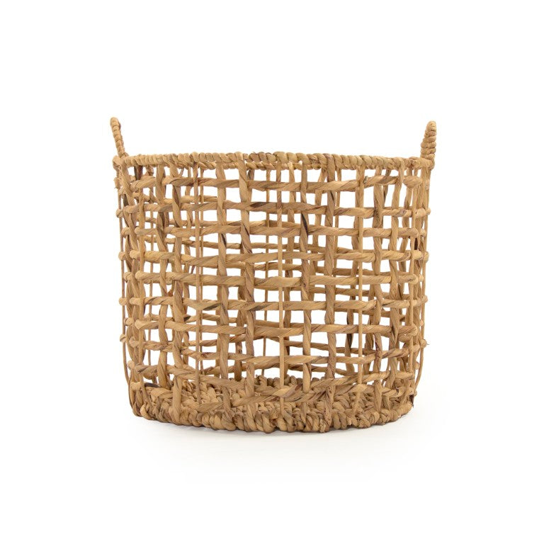 Zentique Water Hyacinth handwoven storage basket adds rustic charm and durable natural texture for home decororganization W17 X H14 X D17 ZENGN-B21 L