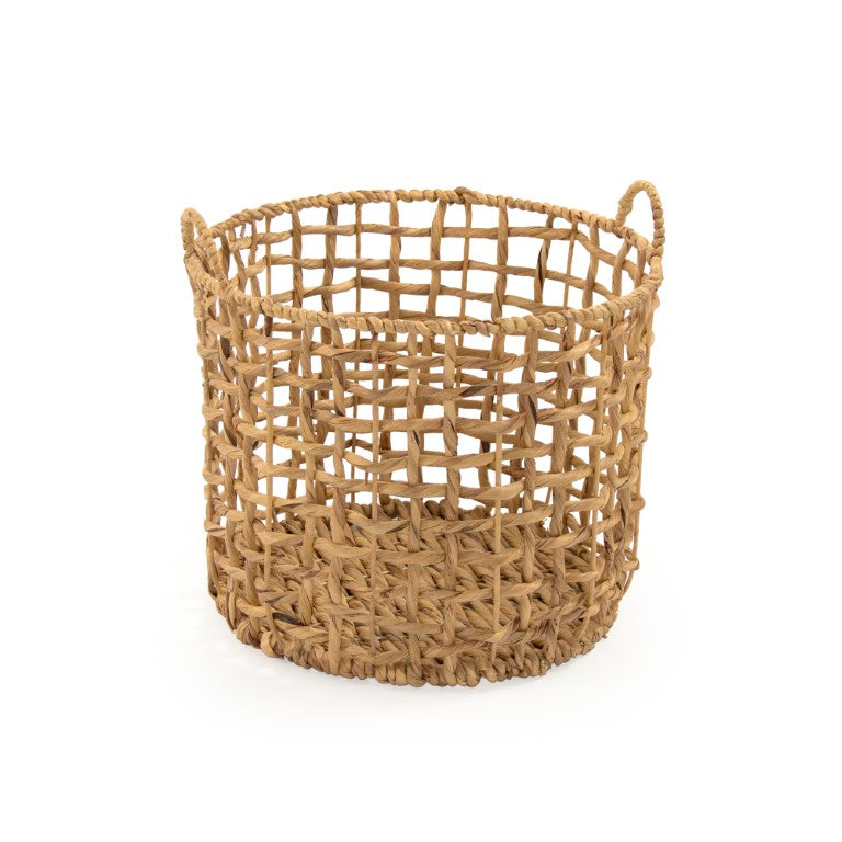 Zentique Water Hyacinth handwoven storage basket adds rustic charm and durable natural texture for home decororganization W17 X H14 X D17 ZENGN-B21 L