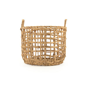 Zentique Water Hyacinth handwoven storage basket adds rustic charm and durable natural texture for home decororganization W13.75 X H11.5 X D13.75 ZENGN-B21 M