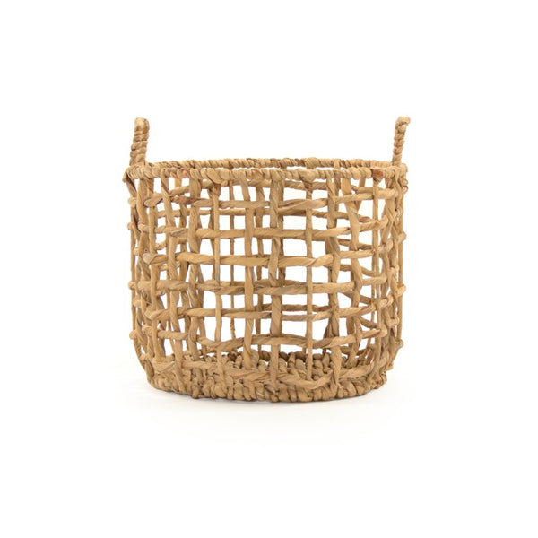 Zentique Water Hyacinth handwoven storage basket adds rustic charm and durable natural texture for home decororganization W13.75 X H11.5 X D13.75 ZENGN-B21 M