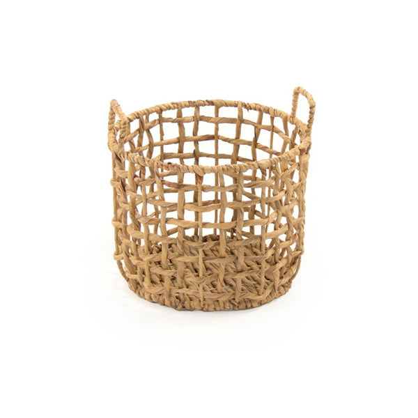 Zentique Water Hyacinth handwoven storage basket adds rustic charm and durable natural texture for home decororganization W13.75 X H11.5 X D13.75 ZENGN-B21 M